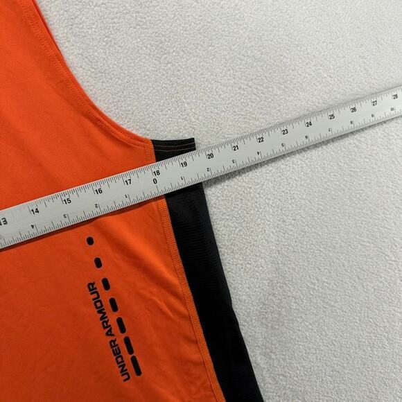Under Armour Tank Top Men's medium Orange Black Fitted Heatgear Vent Gym NEW - Picture 4 of 9